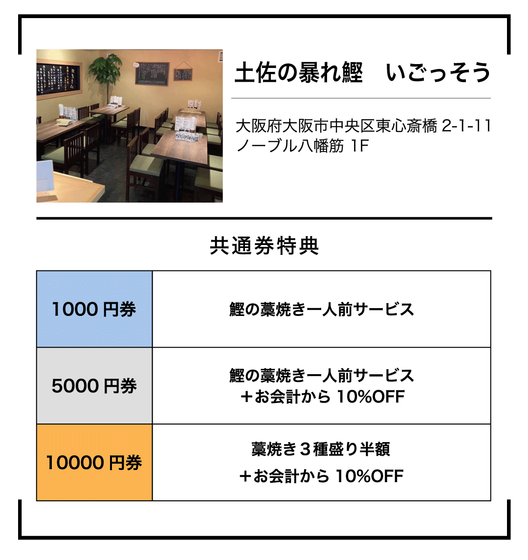 共通券LP店舗情報テンプレいごっそう様