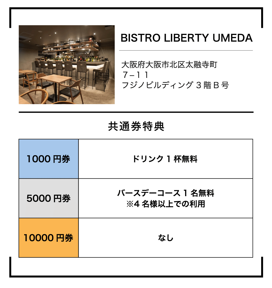 ビストロリバティウメダ